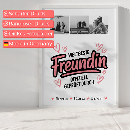Freundinnen Bild Personalisiert Poster Geschenk Fotocollage Beste Freundin Weltbeste Freundin Offiziell Geprüft Durch