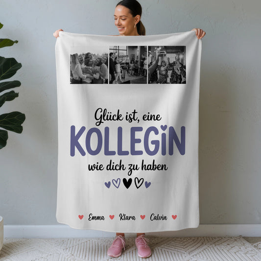 Personalisierte Decke Mit Namen Fotocollage für Kollegin Glück Ist eine Kollegin Wie Dich Zu Haben 1