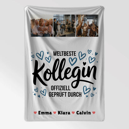 Namensdecke Kollegin Fotocollage Weltbeste Kollegin Offiziell Geprüft Durch personalisiertes Geschenk 7