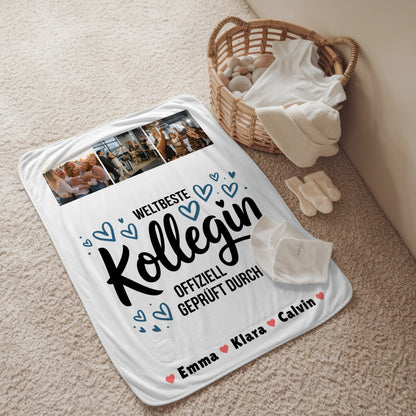 Namensdecke Kollegin Fotocollage Weltbeste Kollegin Offiziell Geprüft Durch personalisiertes Geschenk 2