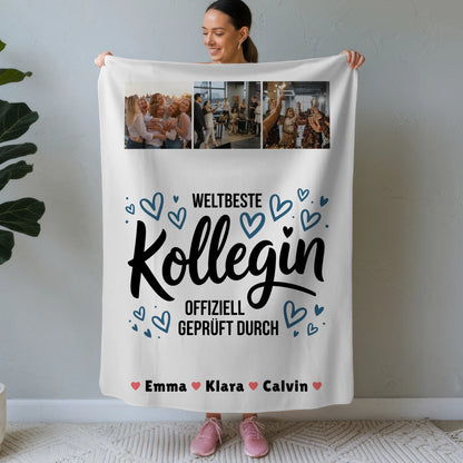 Namensdecke Kollegin Fotocollage Weltbeste Kollegin Offiziell Geprüft Durch personalisiertes Geschenk 1