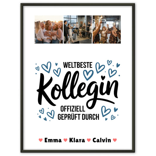 Abschied Kollegin Poster Weltbeste Kollegin Offiziell Geprüft Durch Personalisierte Fotocollage für Kolleginnen