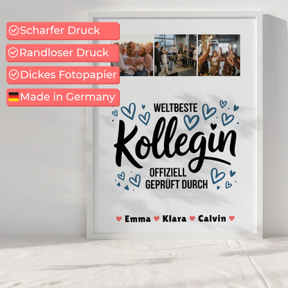 Abschied Kollegin Poster Weltbeste Kollegin Offiziell Geprüft Durch Personalisierte Fotocollage für Kolleginnen