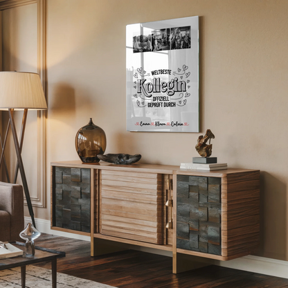 Personalisiertes Foto Acrylglas Geschenk für Kollegin Weltbeste Kollegin Offiziell Geprüft Durch 2