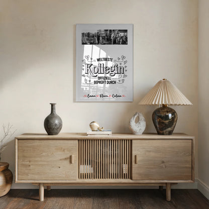 Personalisiertes Foto Acrylglas Geschenk für Kollegin Weltbeste Kollegin Offiziell Geprüft Durch 5