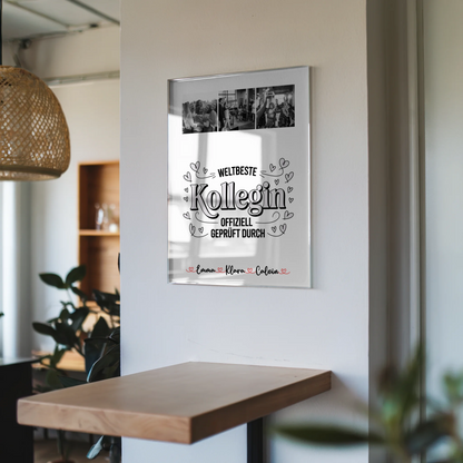 Personalisiertes Foto Acrylglas Geschenk für Kollegin Weltbeste Kollegin Offiziell Geprüft Durch 6
