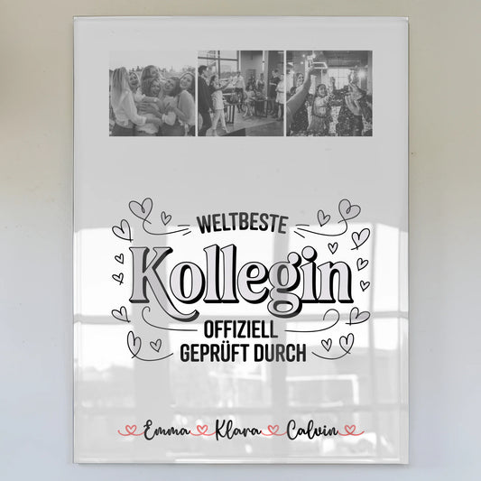 Personalisiertes Foto Acrylglas Geschenk für Kollegin Weltbeste Kollegin Offiziell Geprüft Durch 1