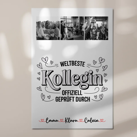 Fotoboard Magnet Wandbild Geschenk Fotocollage Kollegin Weltbeste Kollegin Offiziell Geprüft Durch 1