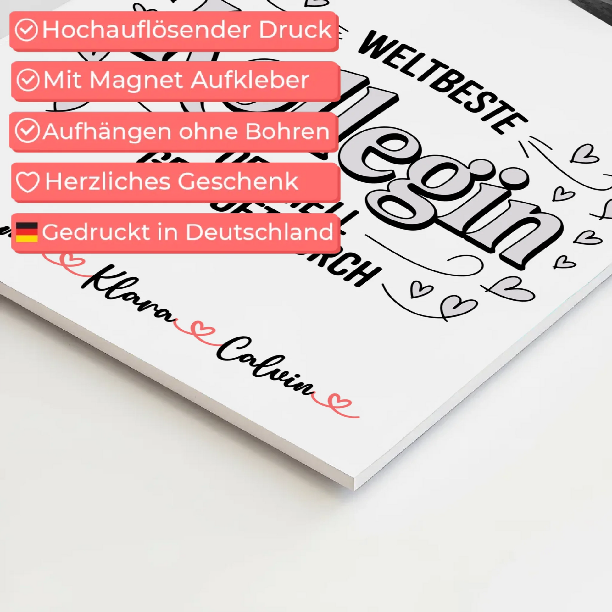 Fotoboard Magnet Wandbild Geschenk Fotocollage Kollegin Weltbeste Kollegin Offiziell Geprüft Durch 4