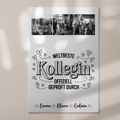 Fotoboard Magnet Wandbild Geschenk Fotocollage Kollegin Weltbeste Kollegin Offiziell Geprüft Durch