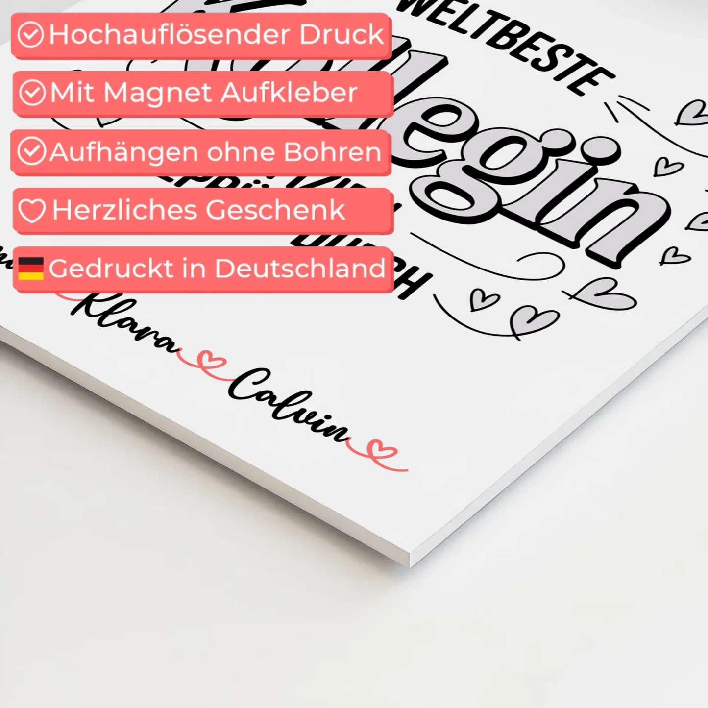 Fotoboard Magnet Wandbild Geschenk Fotocollage Kollegin Weltbeste Kollegin Offiziell Geprüft Durch