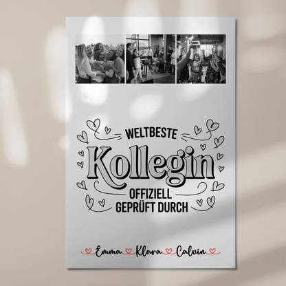 Fotoboard Magnet Wandbild Geschenk Fotocollage Kollegin Weltbeste Kollegin Offiziell Geprüft Durch