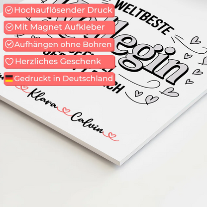 Fotoboard Magnet Wandbild Geschenk Fotocollage Kollegin Weltbeste Kollegin Offiziell Geprüft Durch