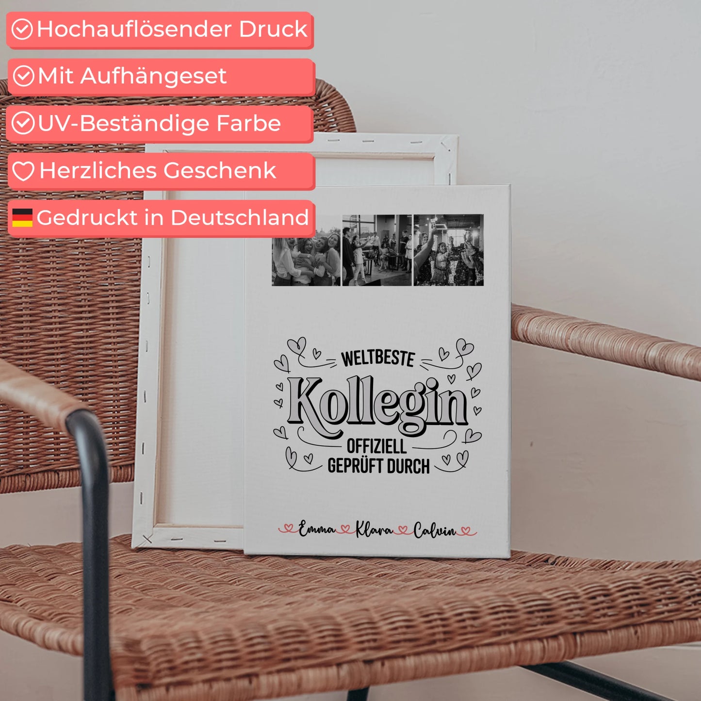 Leinwand Wandbild Geschenk Fotocollage Kollegin Weltbeste Kollegin Offiziell Geprüft Durch 5