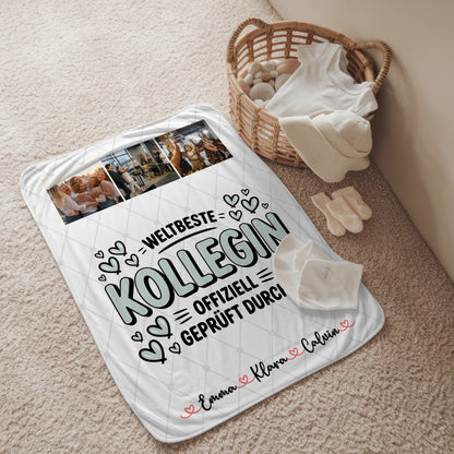 Personalisierte Decke Mit Namen Fotocollage Kollegin Weltbeste Kollegin Offiziell Geprüft Durch 2