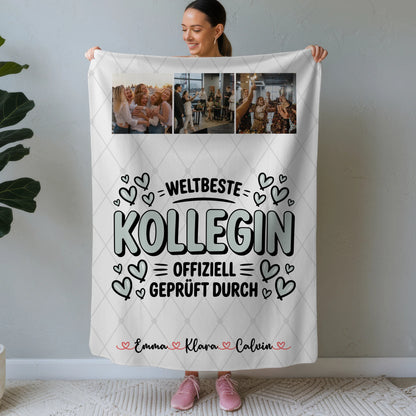 Personalisierte Decke Mit Namen Fotocollage Kollegin Weltbeste Kollegin Offiziell Geprüft Durch 1