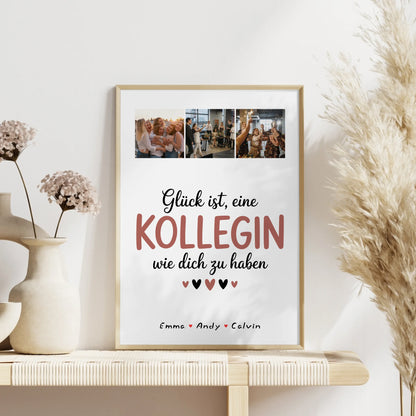 Personalisierte Kollegin Poster Abschied mit Fotocollage Glück Ist eine Kollegin Wie Dich Zu Haben