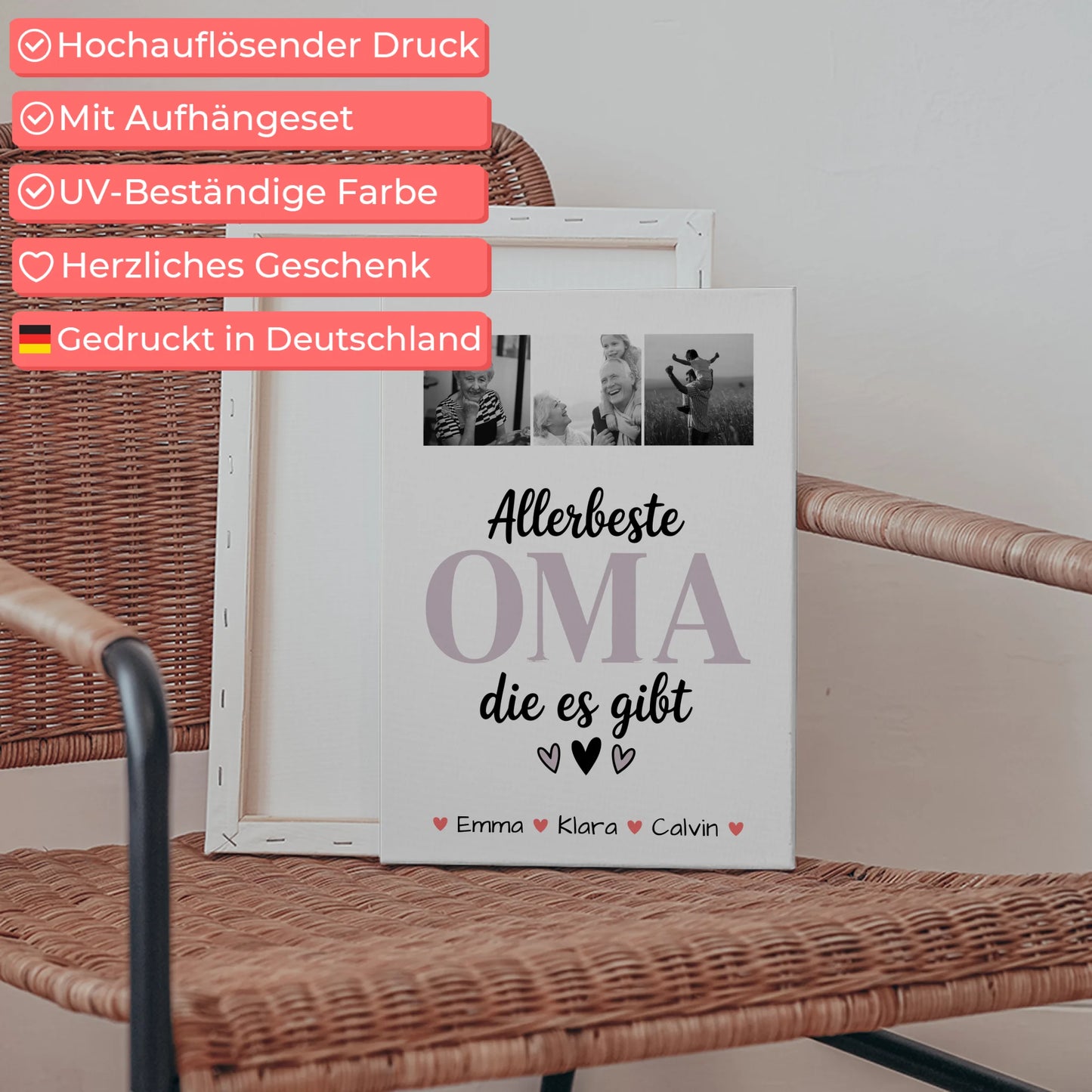 Personalisiertes Wandbild Oma Geschenk Fotocollage Oma Allerbeste Oma Die Es Gibt 5