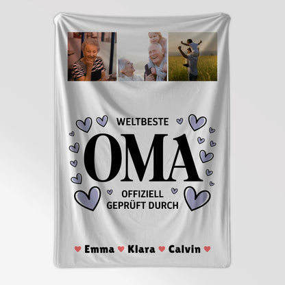 Personalisierte Decke Oma Und Opa Oma Fotocollage Weltbeste Oma Offiziell Geprüft Durch 7