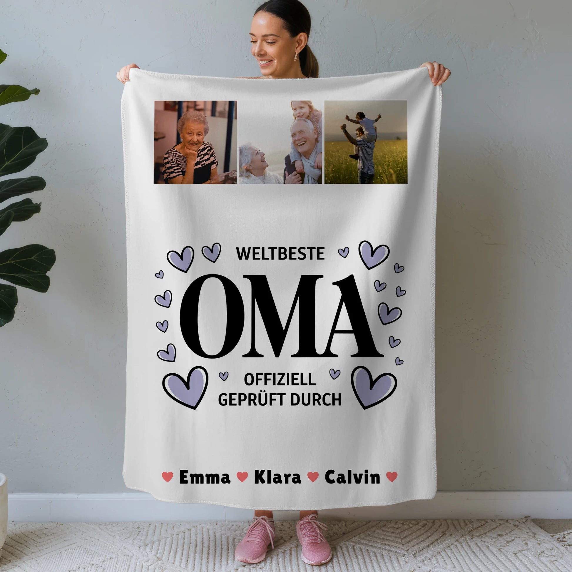 Personalisierte Decke Oma Und Opa Oma Fotocollage Weltbeste Oma Offiziell Geprüft Durch 1