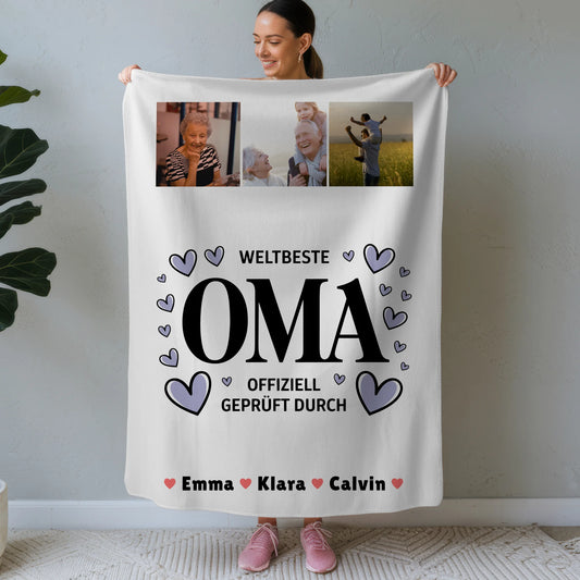 Personalisierte Decke Oma Und Opa Oma Fotocollage Weltbeste Oma Offiziell Geprüft Durch 1