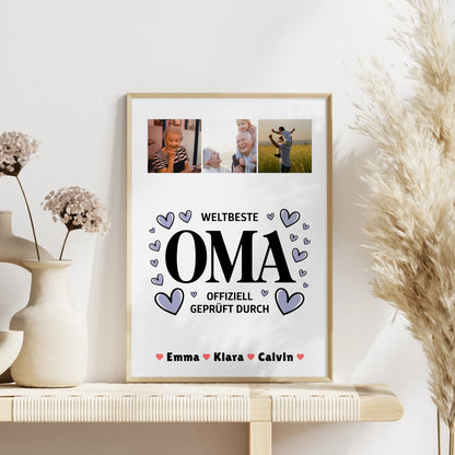 Oma Plakat Oma Fotocollage Weltbeste Oma Offiziell Geprüft Durch personalisiertes Geschenk