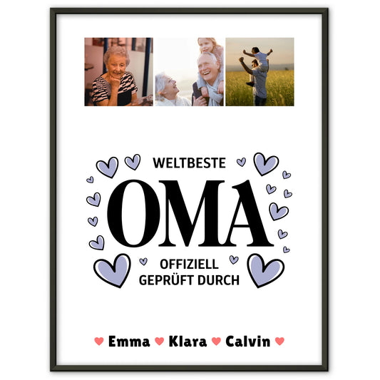Oma Plakat Oma Fotocollage Weltbeste Oma Offiziell Geprüft Durch personalisiertes Geschenk