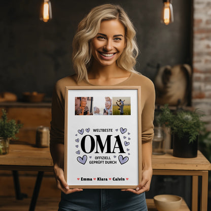 Oma Plakat Oma Fotocollage Weltbeste Oma Offiziell Geprüft Durch personalisiertes Geschenk