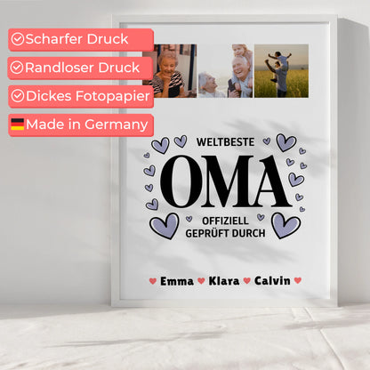 Oma Plakat Oma Fotocollage Weltbeste Oma Offiziell Geprüft Durch personalisiertes Geschenk
