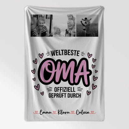 Personalisierte Decke Oma Und Opa Geschenk Fotocollage Oma Weltbeste Oma Offiziell Geprüft Durch 7