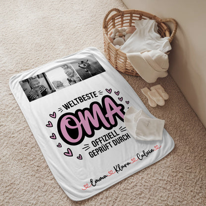 Personalisierte Decke Oma Und Opa Geschenk Fotocollage Oma Weltbeste Oma Offiziell Geprüft Durch 2