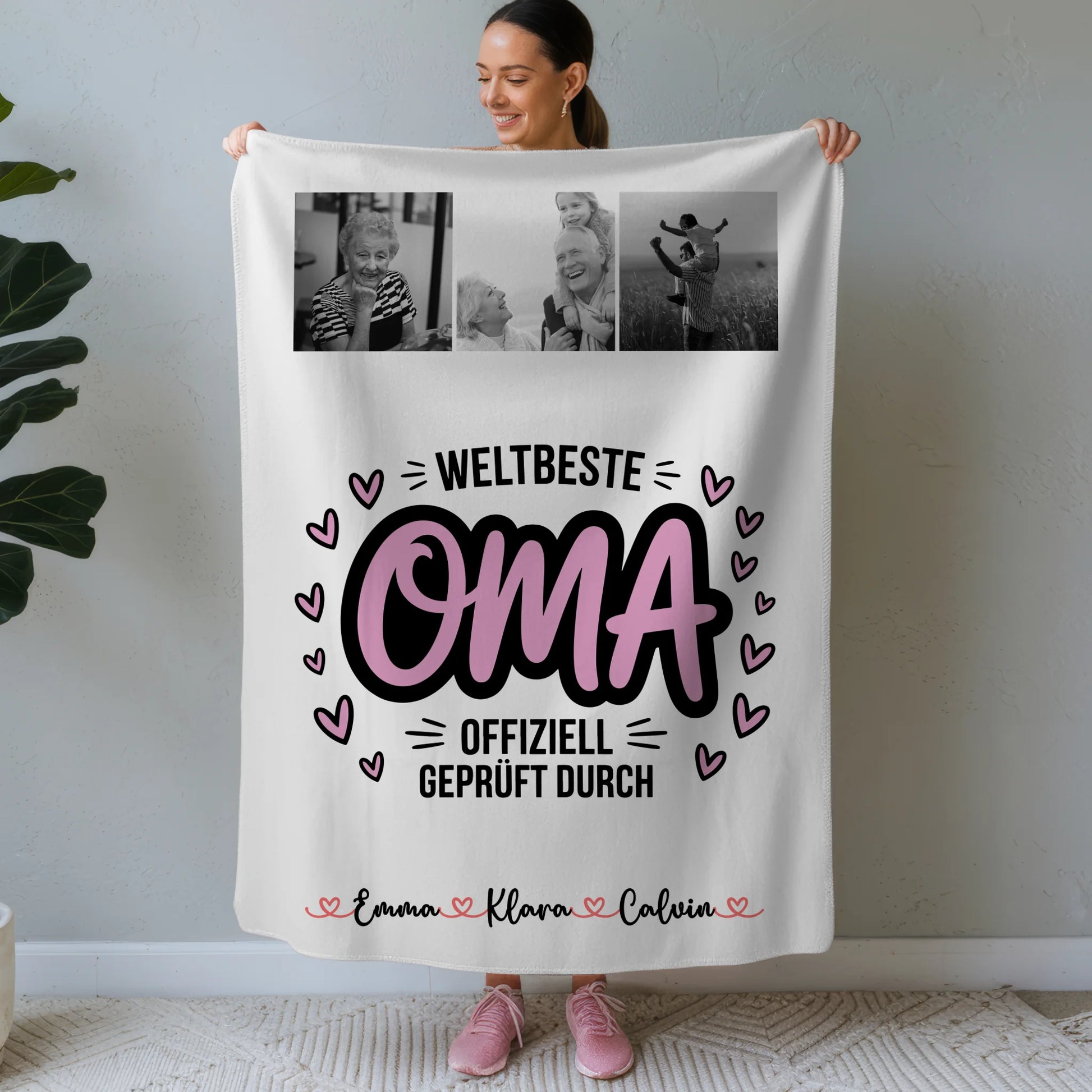 Personalisierte Decke Oma Und Opa Geschenk Fotocollage Oma Weltbeste Oma Offiziell Geprüft Durch 1