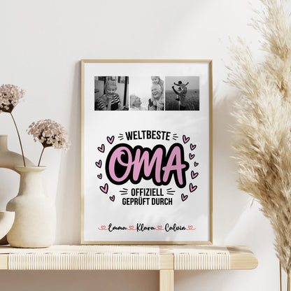 Poster Oma Und Opa Geschenk Fotocollage Oma Weltbeste Oma Offiziell Geprüft Durch
