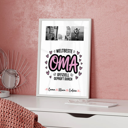 Poster Oma Und Opa Geschenk Fotocollage Oma Weltbeste Oma Offiziell Geprüft Durch