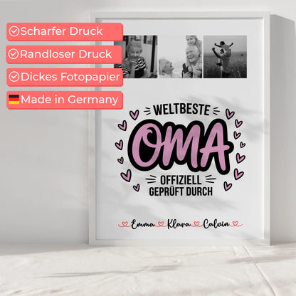 Poster Oma Und Opa Geschenk Fotocollage Oma Weltbeste Oma Offiziell Geprüft Durch