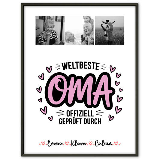 Poster Oma Und Opa Geschenk Fotocollage Oma Weltbeste Oma Offiziell Geprüft Durch
