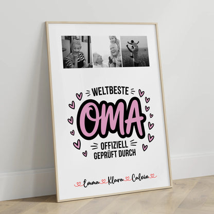 Poster Oma Und Opa Geschenk Fotocollage Oma Weltbeste Oma Offiziell Geprüft Durch