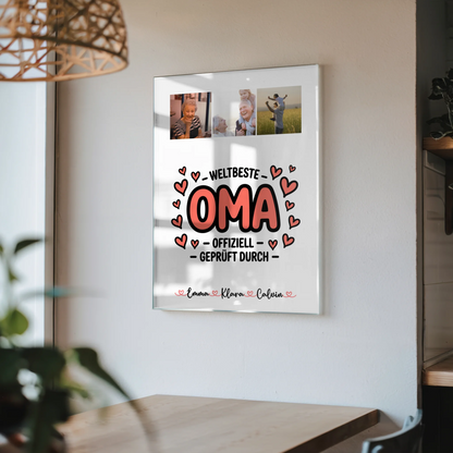 Personalisierte Oma Geschenke Fotocollage Oma Weltbeste Oma Offiziell Geprüft Durch Poster Acrylglas Bild 4
