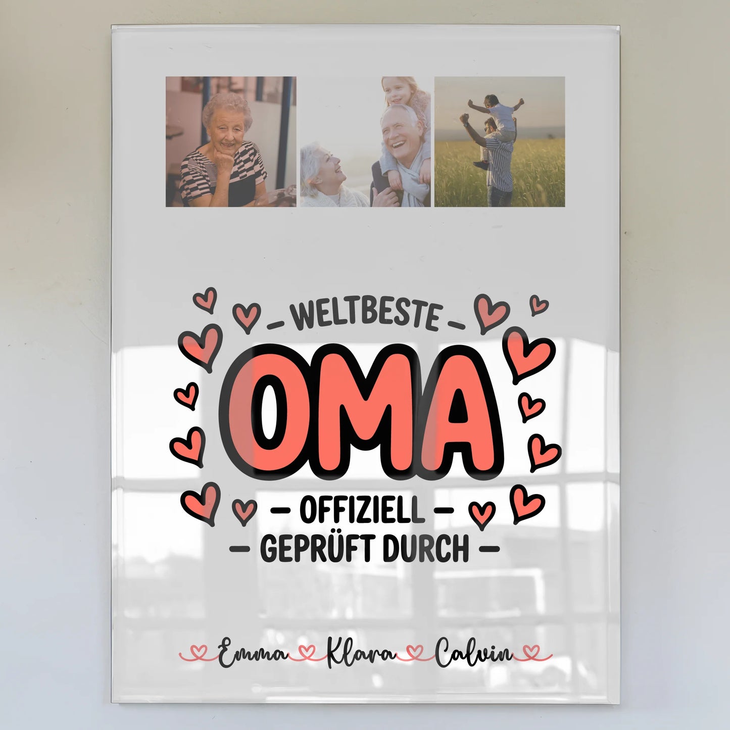 Personalisierte Oma Geschenke Fotocollage Oma Weltbeste Oma Offiziell Geprüft Durch Poster Acrylglas Bild 1