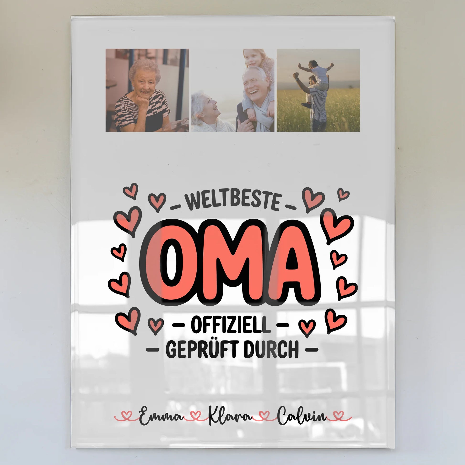 Personalisierte Oma Geschenke Fotocollage Oma Weltbeste Oma Offiziell Geprüft Durch Poster Acrylglas Bild 1