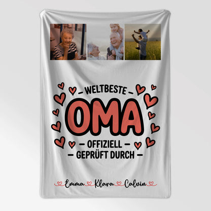 Personalisierte Decke Oma Und Opa Fotocollage Oma Weltbeste Oma Offiziell Geprüft Durch 7