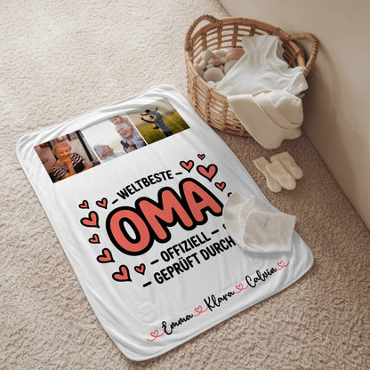 Personalisierte Decke Oma Und Opa Fotocollage Oma Weltbeste Oma Offiziell Geprüft Durch 2