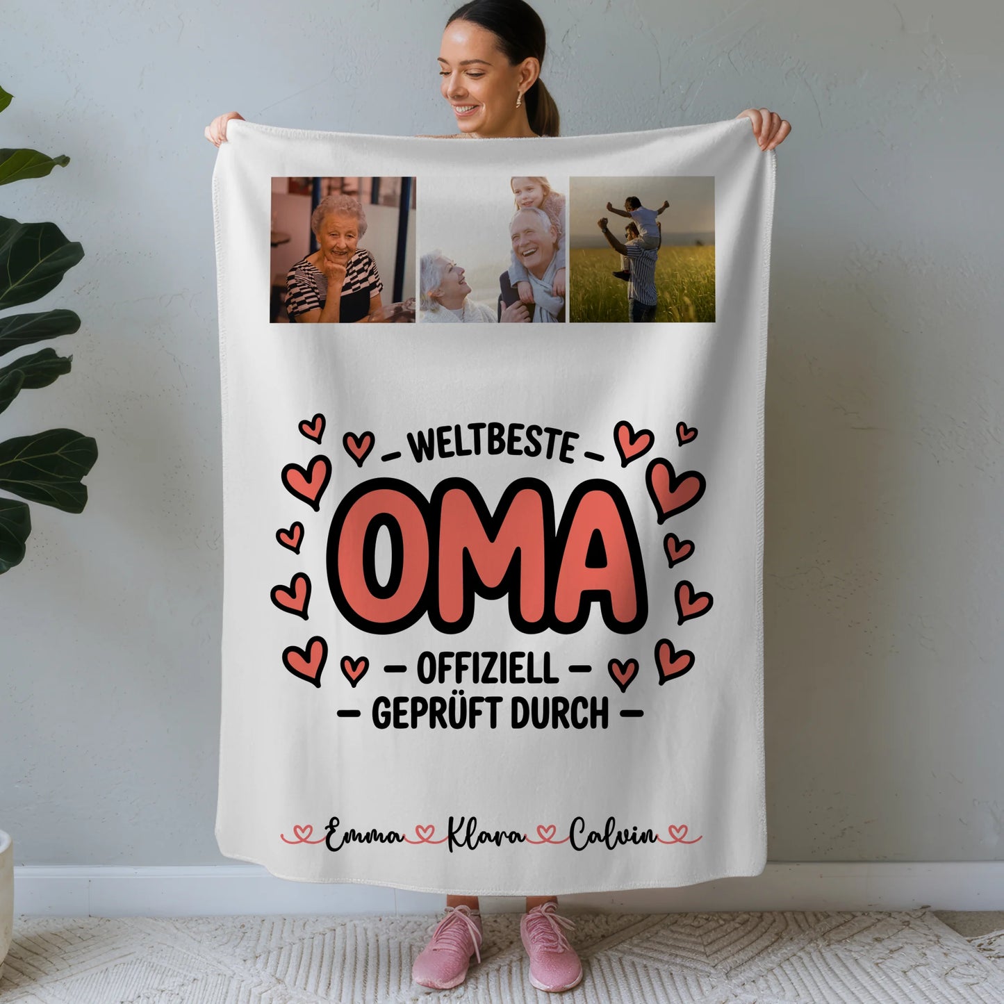 Personalisierte Decke Oma Und Opa Fotocollage Oma Weltbeste Oma Offiziell Geprüft Durch 1