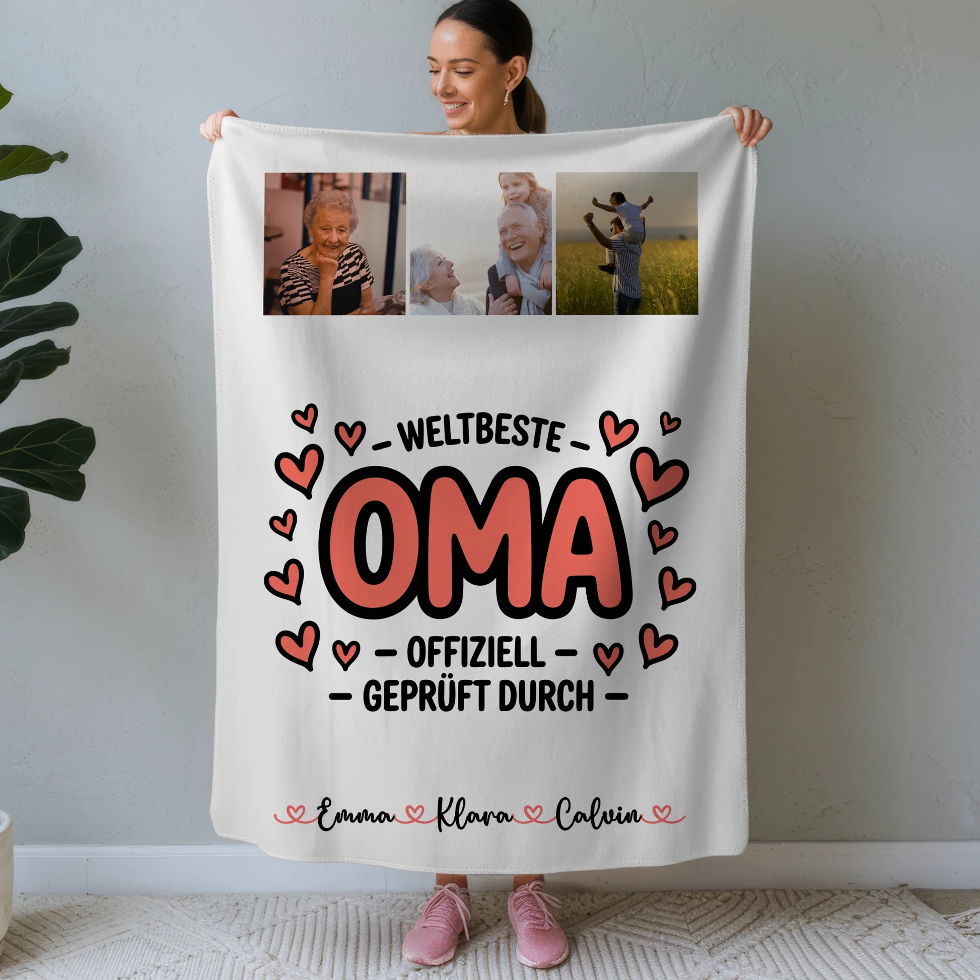 Personalisierte Decke Oma Und Opa Fotocollage Oma Weltbeste Oma Offiziell Geprüft Durch 1