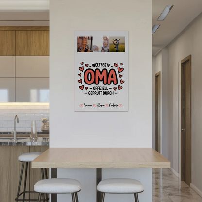 Weltbeste Oma Offiziell Geprüft Durch Personalisiertes Oma Plakat mit Fotocollage