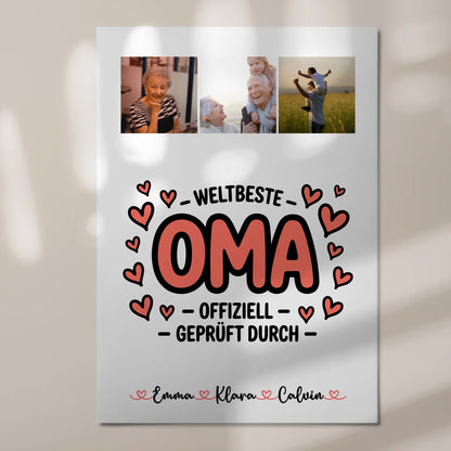 Weltbeste Oma Offiziell Geprüft Durch Personalisiertes Oma Plakat mit Fotocollage