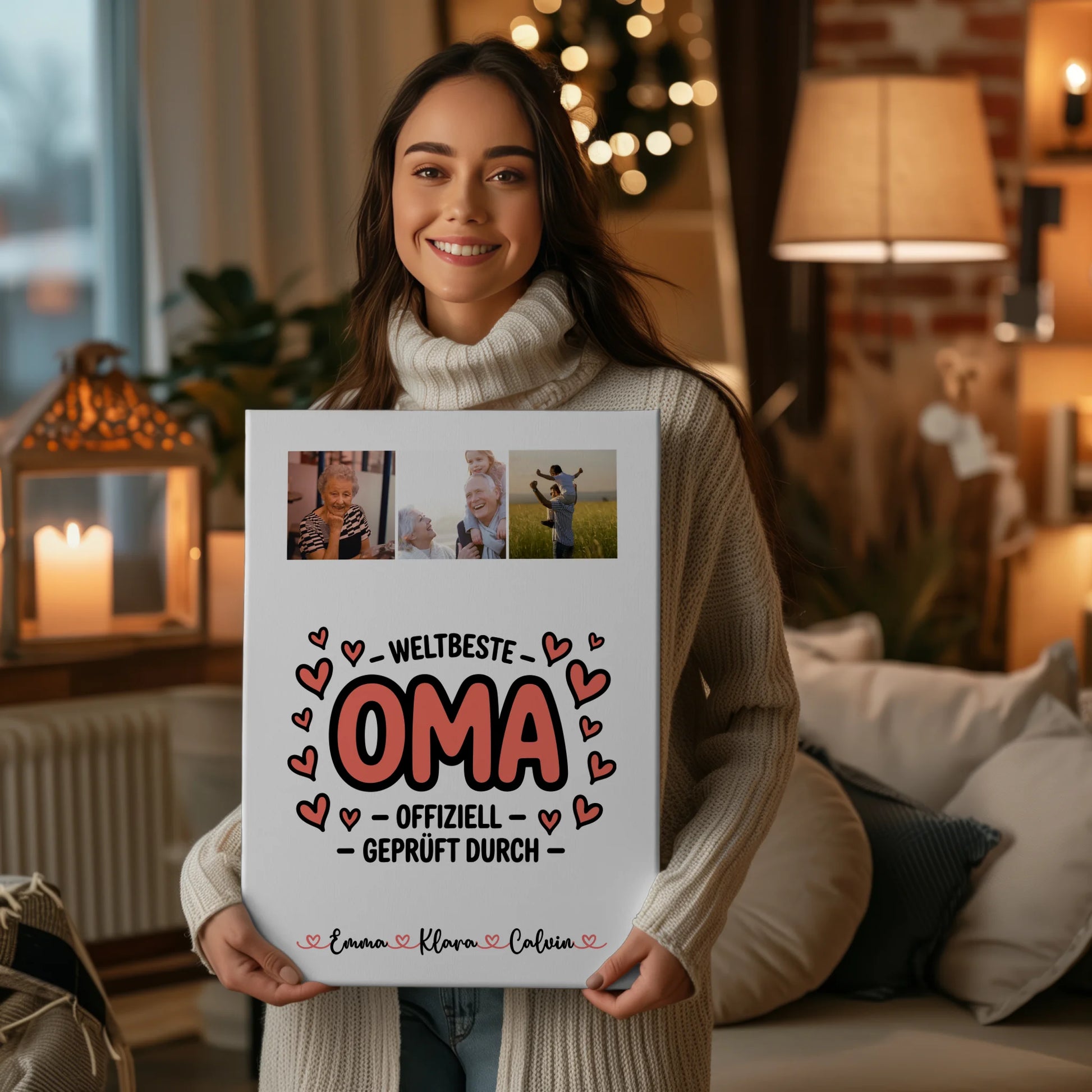 Wandbild Oma Fotocollage Oma Weltbeste Oma Offiziell Geprüft Durch personalisiertes Geschenk 2