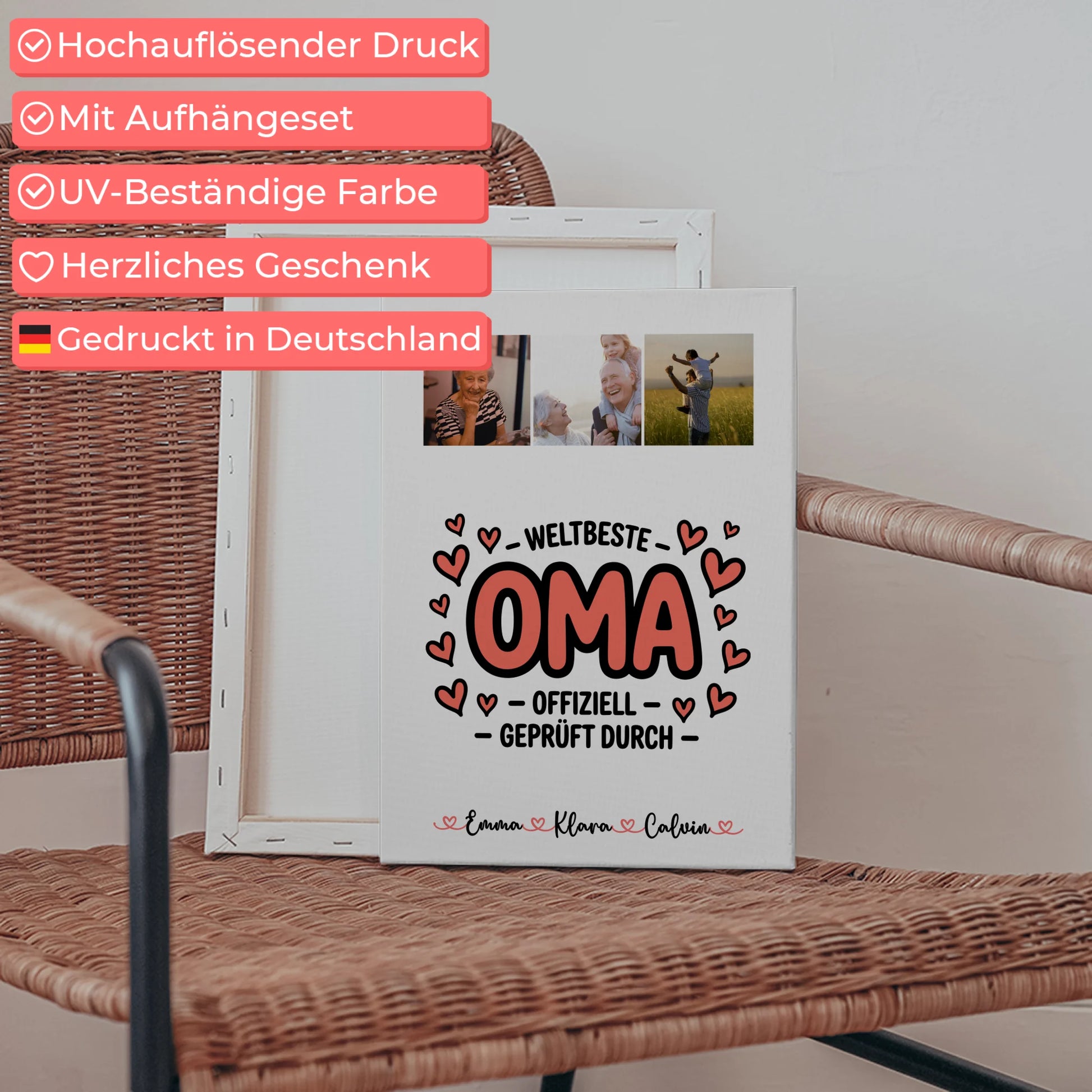 Wandbild Oma Fotocollage Oma Weltbeste Oma Offiziell Geprüft Durch personalisiertes Geschenk 5