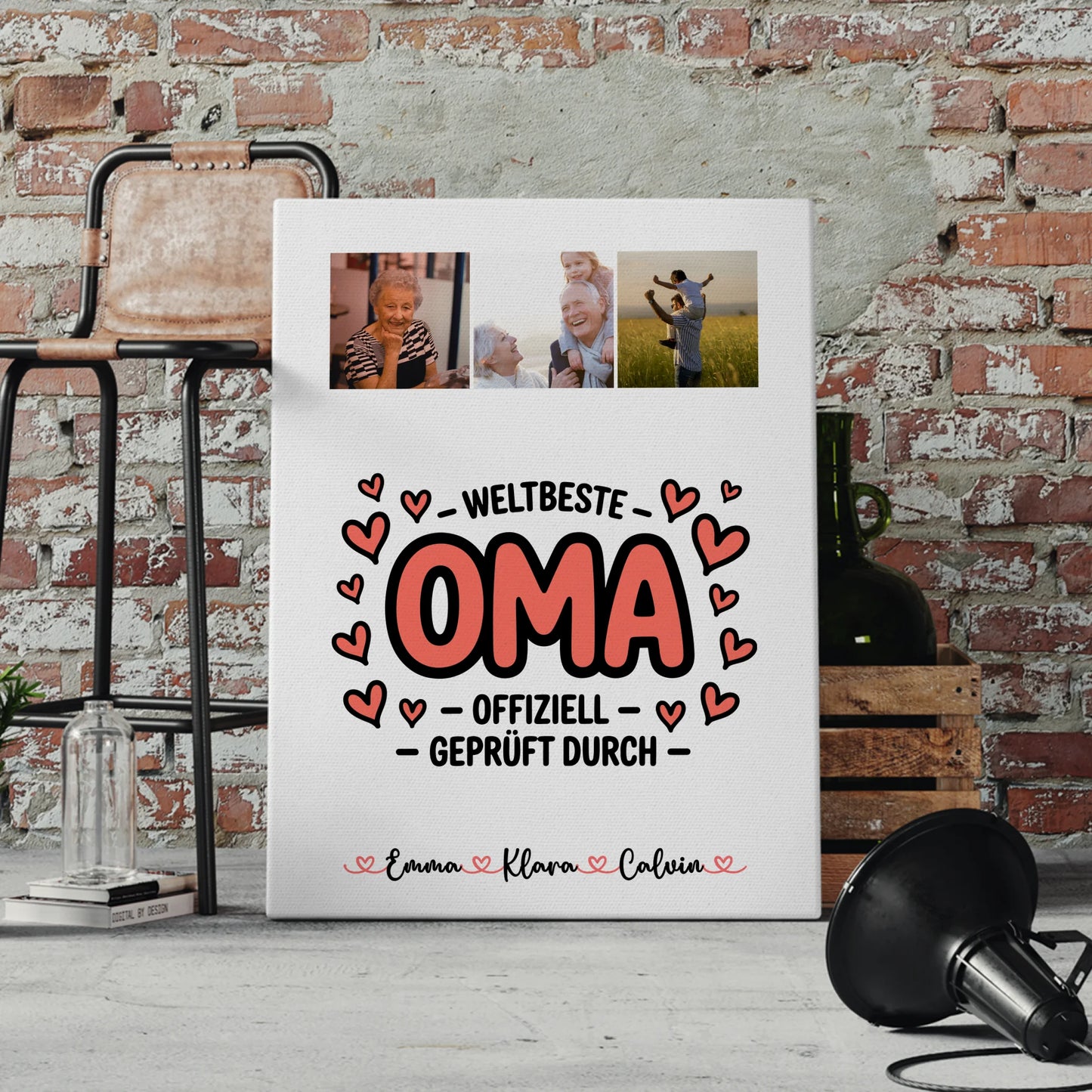 Wandbild Oma Fotocollage Oma Weltbeste Oma Offiziell Geprüft Durch personalisiertes Geschenk 4