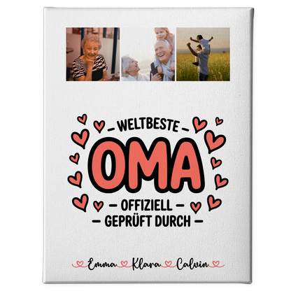 Wandbild Oma Fotocollage Oma Weltbeste Oma Offiziell Geprüft Durch personalisiertes Geschenk 1